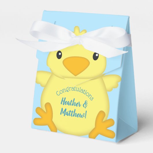 Chick Baby shower Blue Bedankdoosjes (Voorkant Zijde)