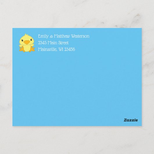 Chick Baby shower Blue Briefkaart (Achterkant)