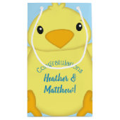 Chick Baby shower Blue Klein Cadeauzakje (Achterkant)