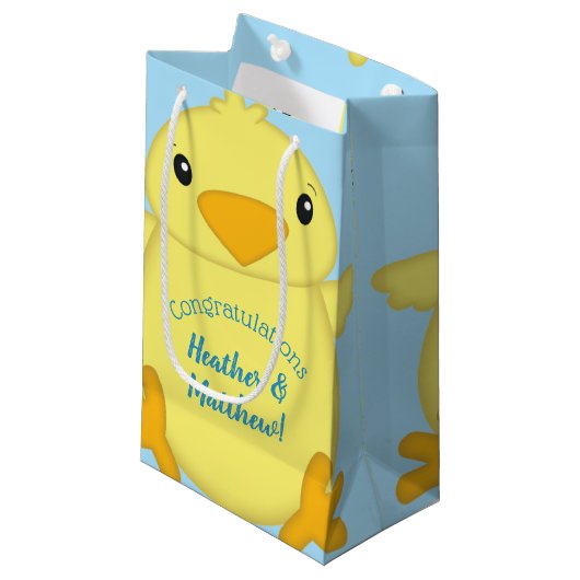 Chick Baby shower Blue Klein Cadeauzakje (Voorkant Gekanteld)