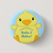 Chick Baby shower Blue Ronde Button 3,2 Cm (Voorkant)