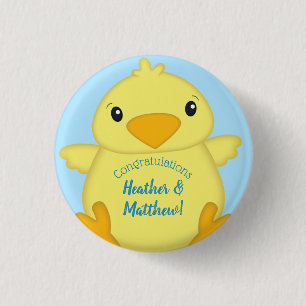 Chick Baby shower Blue Ronde Button 3,2 Cm