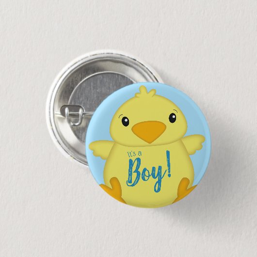 Chick Baby shower Blue Ronde Button 3,2 Cm (Voorkant /achterkant)