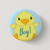 Chick Baby shower Blue Ronde Button 3,2 Cm (Voorkant)