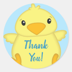 Chick Baby shower Blue Ronde Sticker