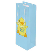 Chick Baby shower Blue Wijn Cadeautas (Voorkant Gekanteld)