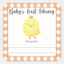 Chick Baby shower boekenplank - baby's eerste bibl Vierkante Sticker