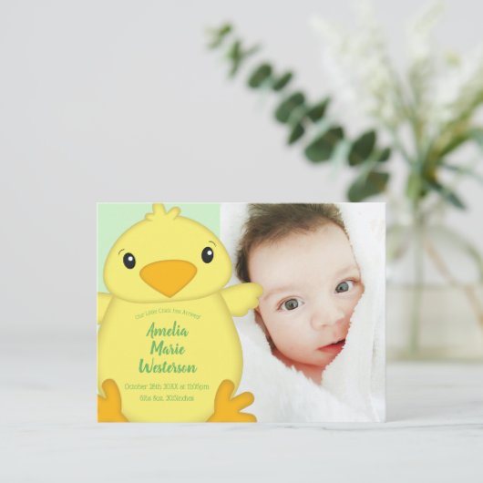 Chick Baby shower Green Briefkaart (Staand voorkant)