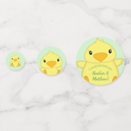 Chick Baby shower Green Confetti (Achterkanten)