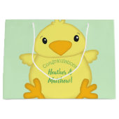 Chick Baby shower Green Groot Cadeauzakje (Voorkant)