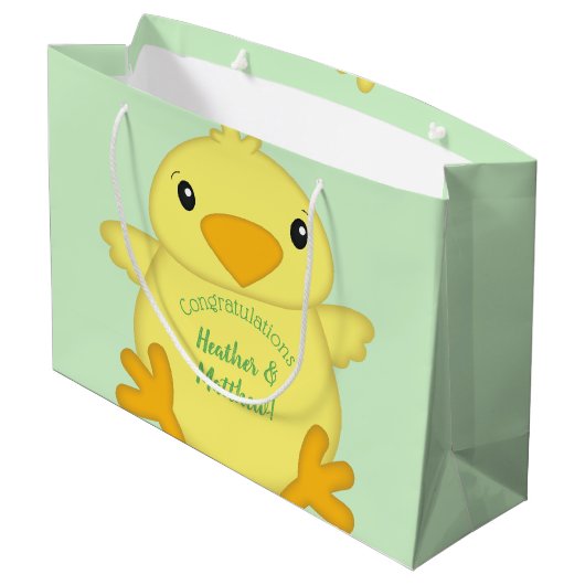 Chick Baby shower Green Groot Cadeauzakje (Achterkant Gekanteld)