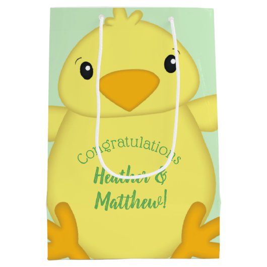 Chick Baby shower Green Medium Cadeauzakje (Achterkant)