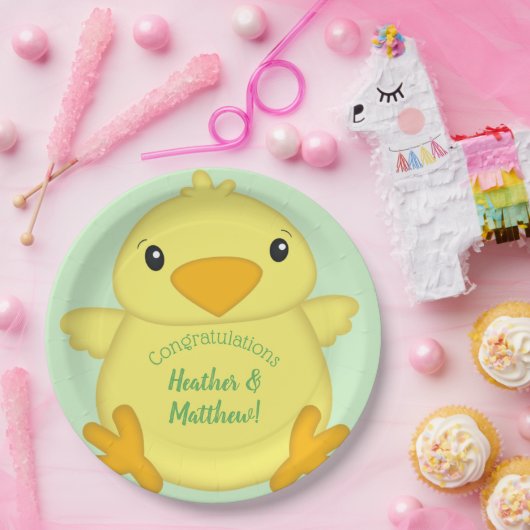 Chick Baby shower Green Papieren Bordje (Feest)