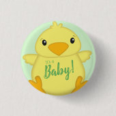 Chick Baby shower Green Ronde Button 3,2 Cm (Voorkant)