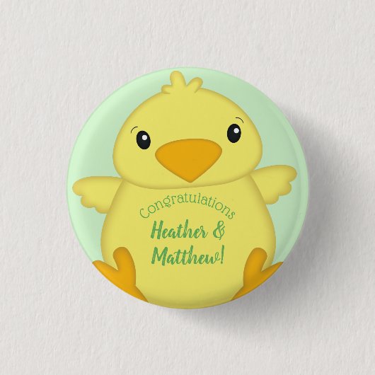 Chick Baby shower Green Ronde Button 3,2 Cm (Voorkant)