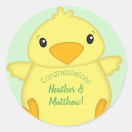 Chick Baby shower Green Ronde Sticker