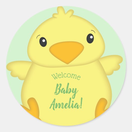 Chick Baby shower Green Ronde Sticker (Voorkant)