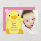 Chick Baby shower Roze Briefkaart (Voorkant / Achterkant)