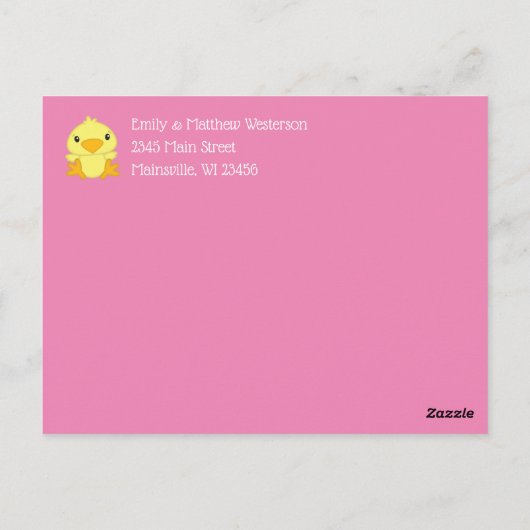 Chick Baby shower Roze Briefkaart (Achterkant)