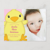 Chick Baby shower Roze Briefkaart (Voorkant)