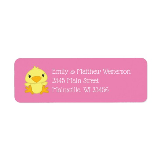 Chick Baby shower Roze Etiket (Voorkant)