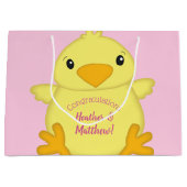 Chick Baby shower Roze Groot Cadeauzakje (Voorkant)