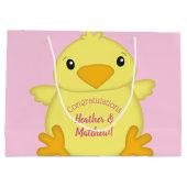 Chick Baby shower Roze Groot Cadeauzakje (Achterkant)