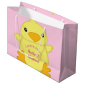 Chick Baby shower Roze Groot Cadeauzakje (Voorkant Gekanteld)