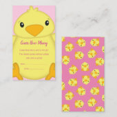 Chick Baby shower Roze Informatiekaartje (Voorkant / Achterkant)
