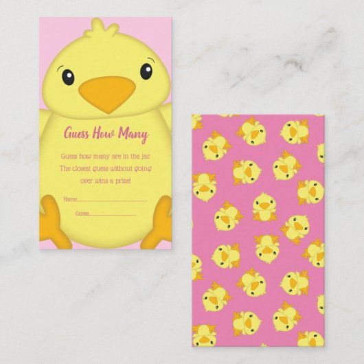 Chick Baby shower Roze Informatiekaartje (Voorkant / Achterkant)