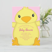 Chick Baby shower Roze Kaart (Staand voorkant)