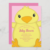 Chick Baby shower Roze Kaart (Voorkant / Achterkant)