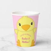 Chick Baby shower Roze Papieren Bekers (Achterkant)