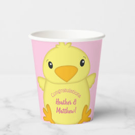 Chick Baby shower Roze Papieren Bekers