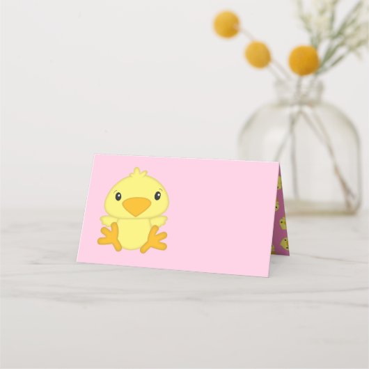 Chick Baby shower Roze Plaatskaartje (Voorkant)
