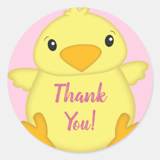 Chick Baby shower Roze Ronde Sticker (Voorkant)