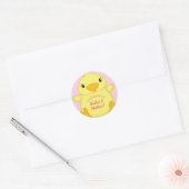 Chick Baby shower Roze Ronde Sticker (Envelop)