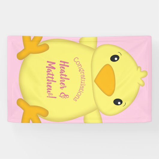 Chick Baby shower Roze Spandoek (Horizontaal)