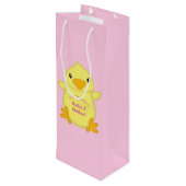 Chick Baby shower Roze Wijn Cadeautas (Achterkant Gekanteld)