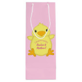 Chick Baby shower Roze Wijn Cadeautas (Achterkant)