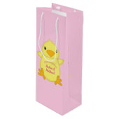 Chick Baby shower Roze Wijn Cadeautas (Voorkant Gekanteld)