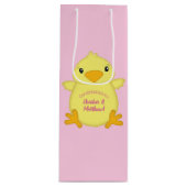 Chick Baby shower Roze Wijn Cadeautas (Voorkant)