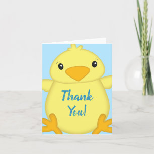 Chick Baby shower Spring Blue Bedankkaart