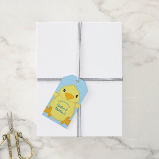 Chick Baby shower Spring Blue Cadeaulabel (Met Touw)