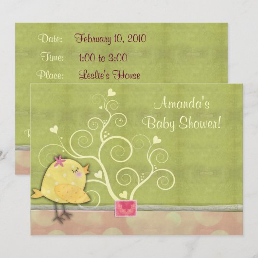 Chick baby shower-uitnodiging kaart (Voorkant / Achterkant)