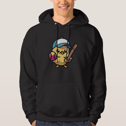 Chick Baseball Player Baseball Easter Hoodie (Voorkant)