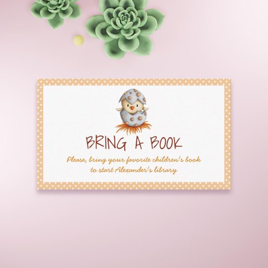 Chick Bird Neutral Breng een Boek Baby shower Informatiekaartje