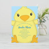 Chick Birthday Party Blue Kaart (Staand voorkant)