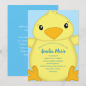 Chick Birthday Party Blue Kaart (Voorkant / Achterkant)