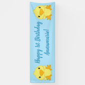 Chick Birthday Party Blue Spandoek (Verticaal)
